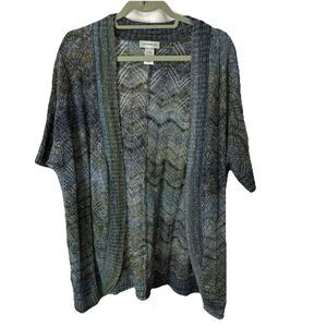 Catherines Cardigan Sweater Womens Size 1X Blue Short Sleeve Knit Career Work